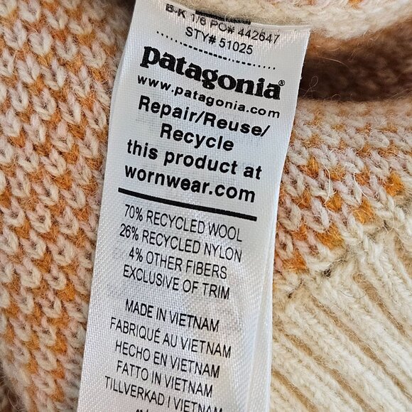 NWT Patagonia Sweater Sea Song Natural Medium Fair Isle Cabincore Cozy - Picture 7 of 11